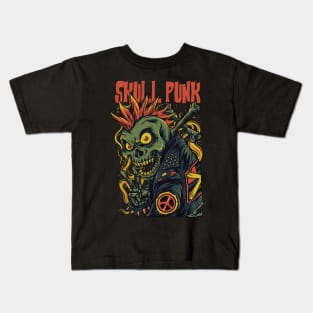 Skull punk scary monster design Kids T-Shirt